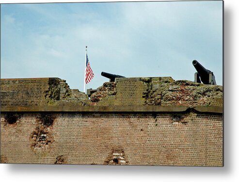 Georgia Metal Print featuring the photograph Fort Pulaski Flag and Cannons by Bruce Gourley