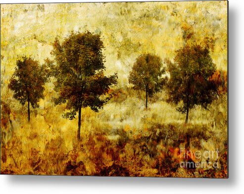 Tree Painting Metal Print featuring the painting Four Trees by John Edwards