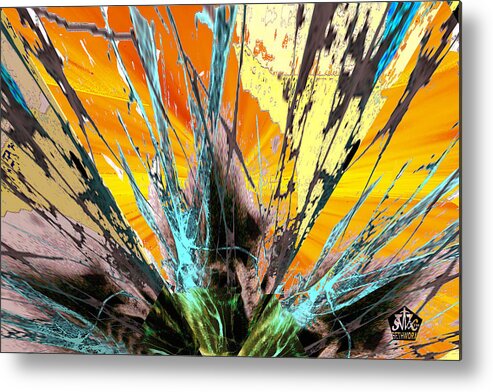 Fractured Sunset Metal Print featuring the digital art Fractured Sunset by Seth Weaver