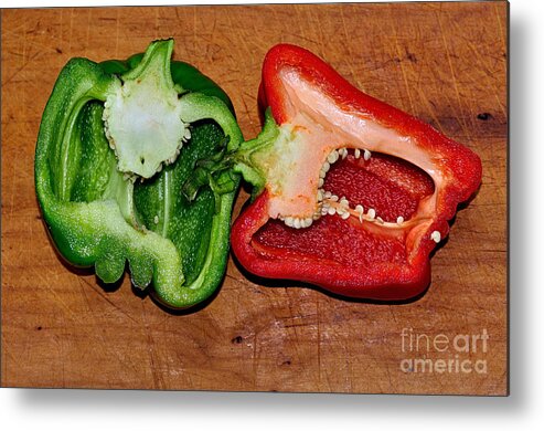 Photography Metal Print featuring the photograph Fresh Cut Capsicum by Kaye Menner