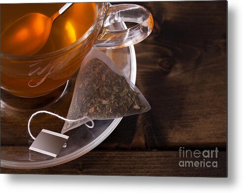Tea Metal Print featuring the photograph Fresh glass cup of tea by Simon Bratt
