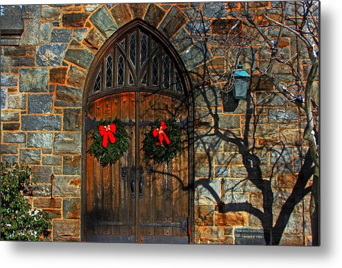 Church Metal Print featuring the photograph Front door to Baldwin Memorial United Methodis by Andy Lawless