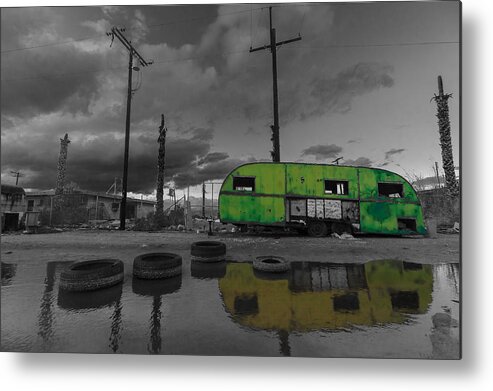 Airstream Metal Print featuring the photograph Front Yard Path Black and White by Scott Campbell