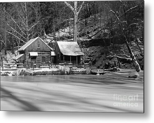 Paul Ward Metal Print featuring the photograph Frozen Pond in Black and White by Paul Ward