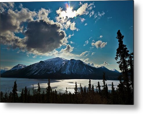 Scenics Metal Print featuring the photograph Frozen Tagish Lake And Mountains by Blake Kent / Design Pics
