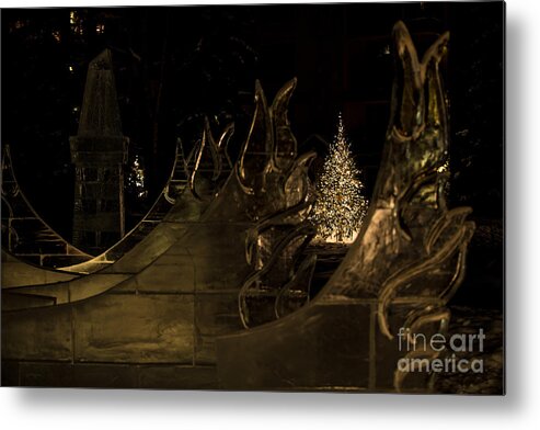 2015 Metal Print featuring the photograph Frozen Waves and Xmas Tree by Franz Zarda