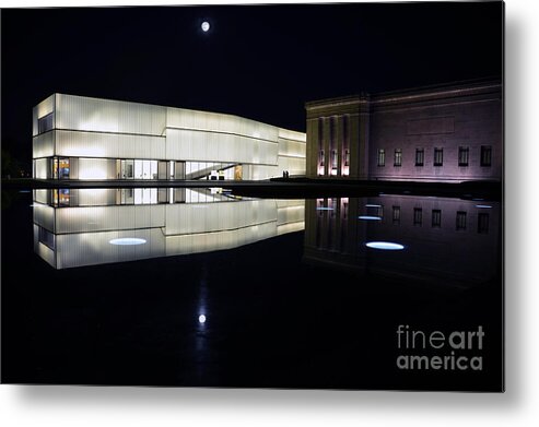 Nelson-atkins Museum Of Art Metal Print featuring the photograph Full Moon Over Nelson Atkins Museum in Kansas City by Catherine Sherman