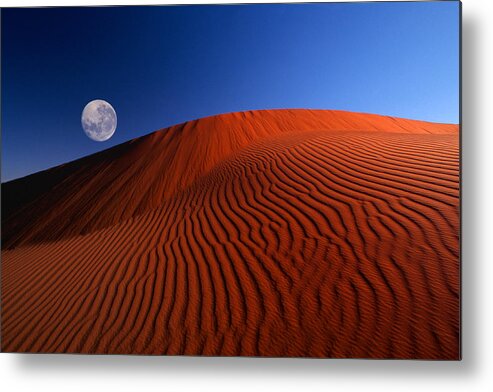 Sand Dune Metal Print featuring the photograph Full Moon over Red Dunes by Charles O'Rear/Corbis/VCG