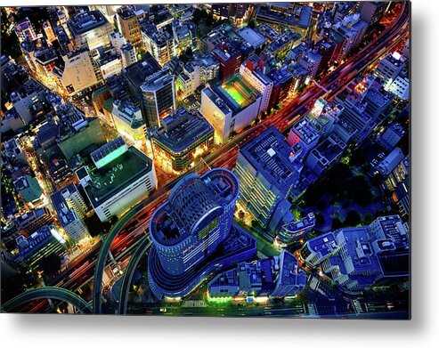 Outdoors Metal Print featuring the photograph Futuristic Cityscape Of Tokyo by Vladimir Zakharov