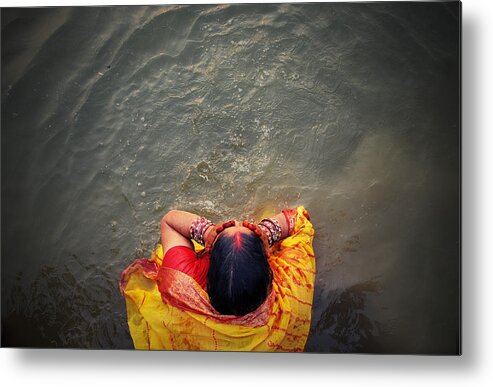 Bath Metal Print featuring the photograph Ganges Bath by Money Sharma