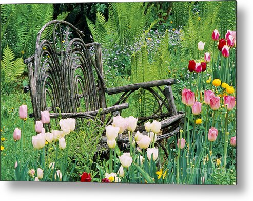Spring Metal Print featuring the photograph Garden Bench by Alan L Graham