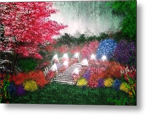 Garden Art Metal Print featuring the painting Garden Terrace by Michael Rucker