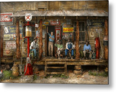 Self Metal Print featuring the photograph Gas Station - Sunday afternoon - 1939 by Mike Savad