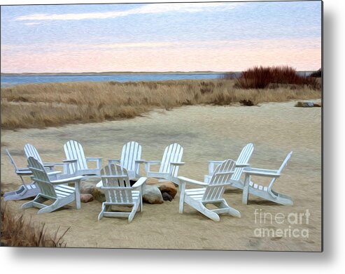 Chairs Metal Print featuring the digital art Gather Around the Fire Pit by Jayne Carney