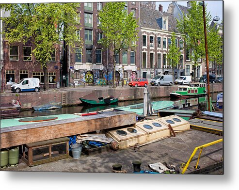 Amsterdam Metal Print featuring the photograph Geldersekade Canal in Amsterdam by Artur Bogacki