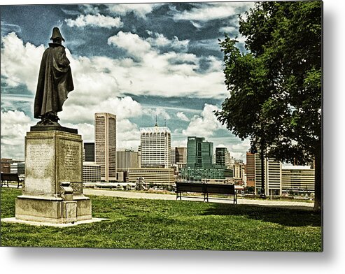 Major-general Samuel Smith Metal Print featuring the photograph General Smith Overlooks Baltimore Harbor by Bill Swartwout