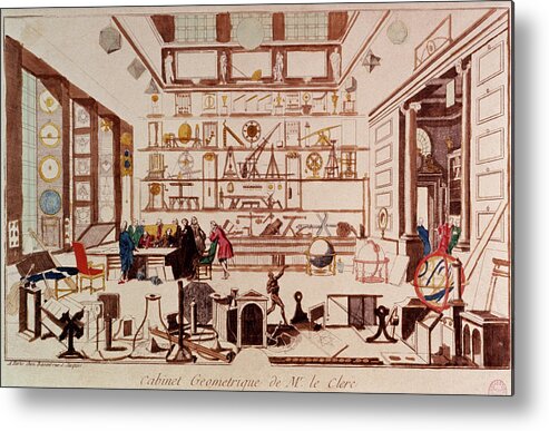 Geometry Laboratory Metal Print featuring the photograph Geometrician In Their Laboratory by Jean-loup Charmet/science Photo Library