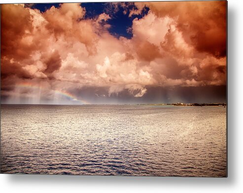 Grand Cayman Metal Print featuring the photograph George town-Grand Cayman rainbow after the storm by Eti Reid