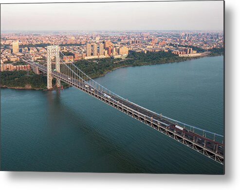 Built Structure Metal Print featuring the photograph George Washington Bridge Aerial by Keith Sherwood