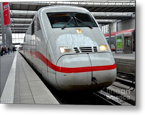 Train Metal Print featuring the photograph German ICE intercity bullet train Munich Germany by Imran Ahmed
