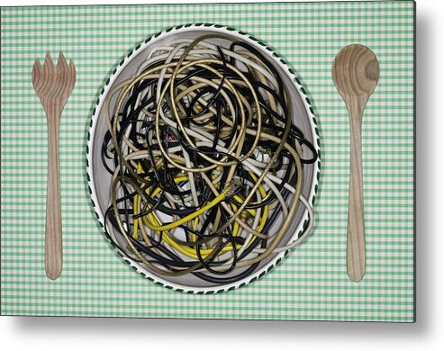 Hesse Metal Print featuring the photograph Germany, Frankfurt, Cable Spaghetti In by Westend61