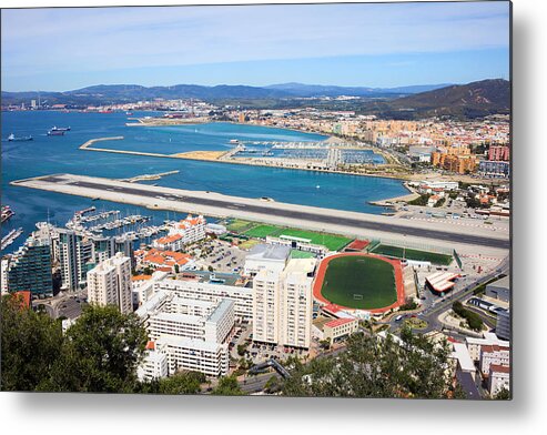 Above Metal Print featuring the photograph Gibraltar City and Airport Runway by Artur Bogacki