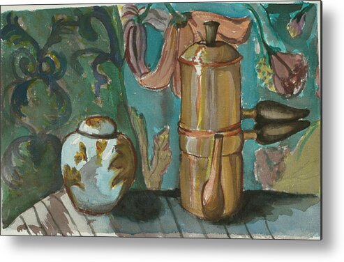 Ginger Metal Print featuring the painting Ginger and Tea by Carol Oufnac Mahan