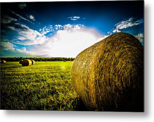 Landscape Metal Print featuring the photograph Give me More Hay Bale by David Morefield