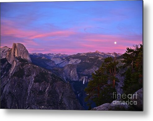 Glacier Point Metal Print featuring the photograph Glacier Point with Sunset and Moonrise by Cassie Marie Photography