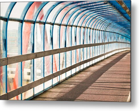 Angle Metal Print featuring the photograph Glass covered walkway by Tom Gowanlock