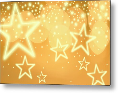Christmas Lights Metal Print featuring the photograph Glowing Background With Stars, Studio by Tetra Images