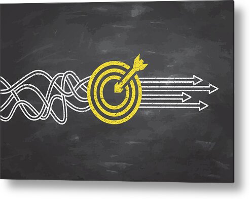 Expertise Metal Print featuring the drawing Goal Solution Concepts on Blackboard Background by Phototechno