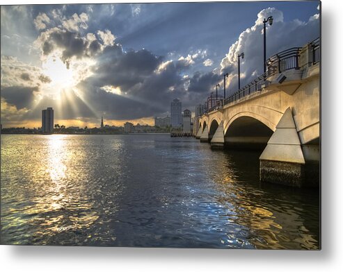 Clouds Metal Print featuring the photograph God's Light Over West Palm Beach by Debra and Dave Vanderlaan