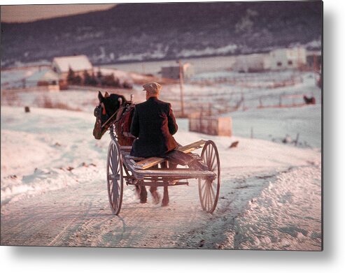 Horse Cart Metal Print featuring the photograph Going down the Road by Douglas Pike