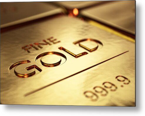 Gold Metal Print featuring the photograph Gold Bars Close-up by Johan Swanepoel