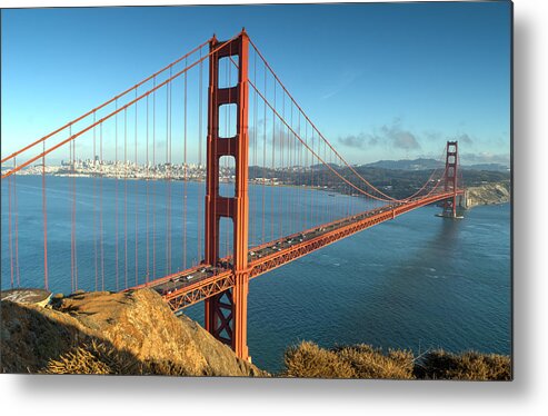 Golden Metal Print featuring the photograph Golden Gate Bridge by David Hart
