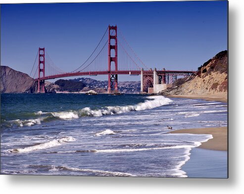 America Metal Print featuring the photograph Golden Gate Bridge - Seen from Baker Beach by Melanie Viola