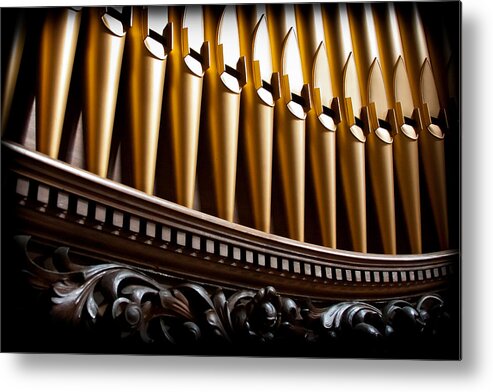 Pipes Metal Print featuring the photograph Golden organ pipes by Jenny Setchell