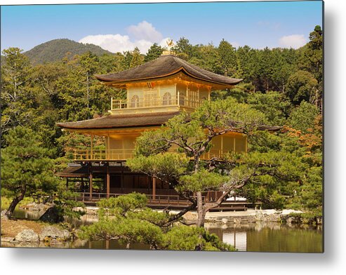 Gold Metal Print featuring the photograph Golden Pavilion by Cassandra Buckley