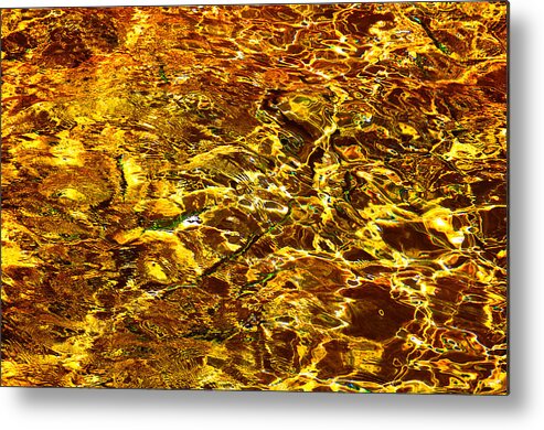 Jenny Rainbow Fine Art Photography Metal Print featuring the photograph Golden Water Abstract. Feng Shui by Jenny Rainbow