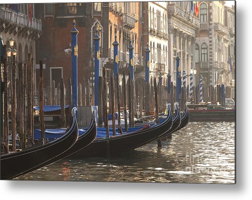 Architecture Metal Print featuring the photograph Gondolas in sunset by Patricia Hofmeester