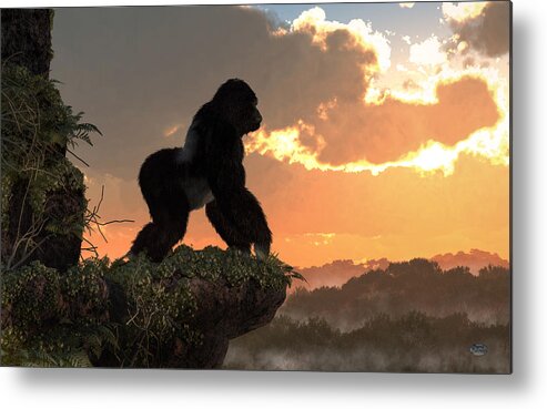 Gorilla Metal Print featuring the digital art Gorilla Sunset by Daniel Eskridge