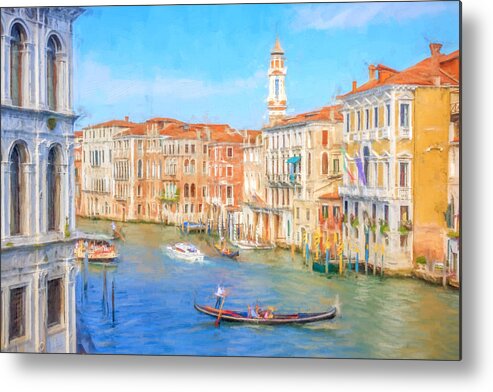 Italy Metal Print featuring the photograph Painted effect - Grand Canal Venice by Sue Leonard