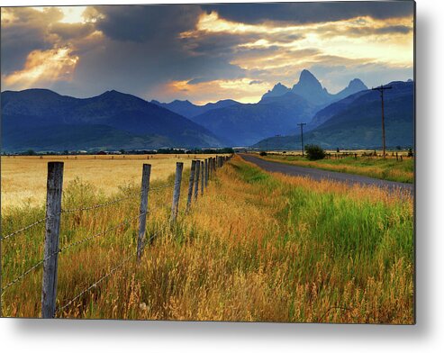 Tranquility Metal Print featuring the photograph Grand Tetons At Sunrise From Driggs by Anna Gorin