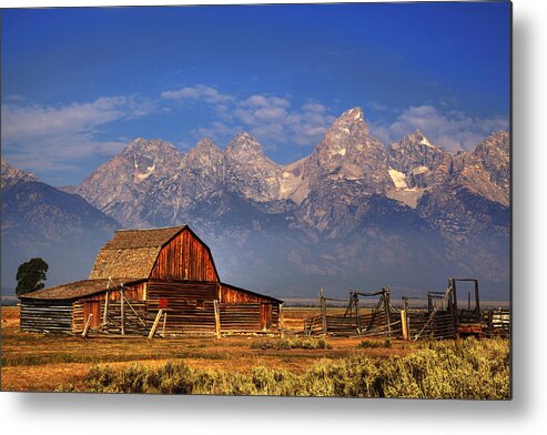 Mountains Metal Print featuring the photograph Grand Tetons From Moulton Barn by Alan Vance Ley