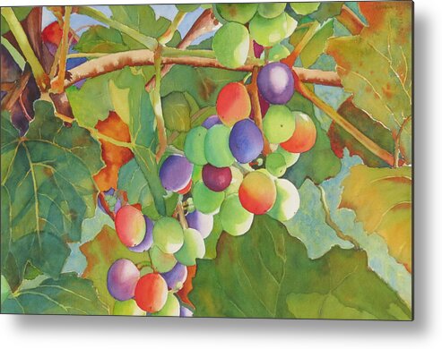 Grapes Metal Print featuring the painting Grape Fusion by Judy Mercer