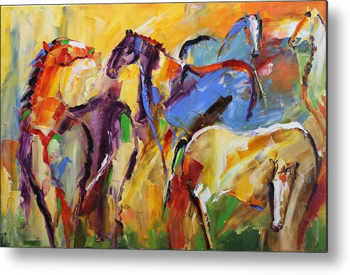 Horse Paintings Metal Print featuring the painting Grazing by Laurie Pace