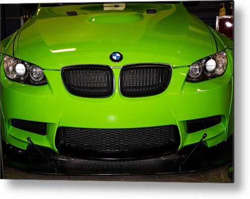 Bmw Metal Print featuring the photograph Green BMW by George Kenhan