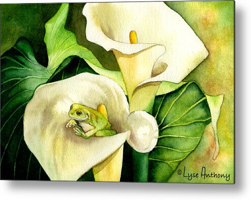 Frog Metal Print featuring the painting Green Peace by Lyse Anthony