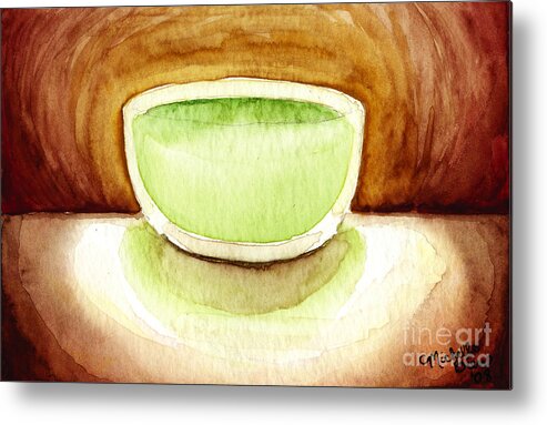 Cup Of Tea Metal Print featuring the painting Green Tea by Michelle Bien